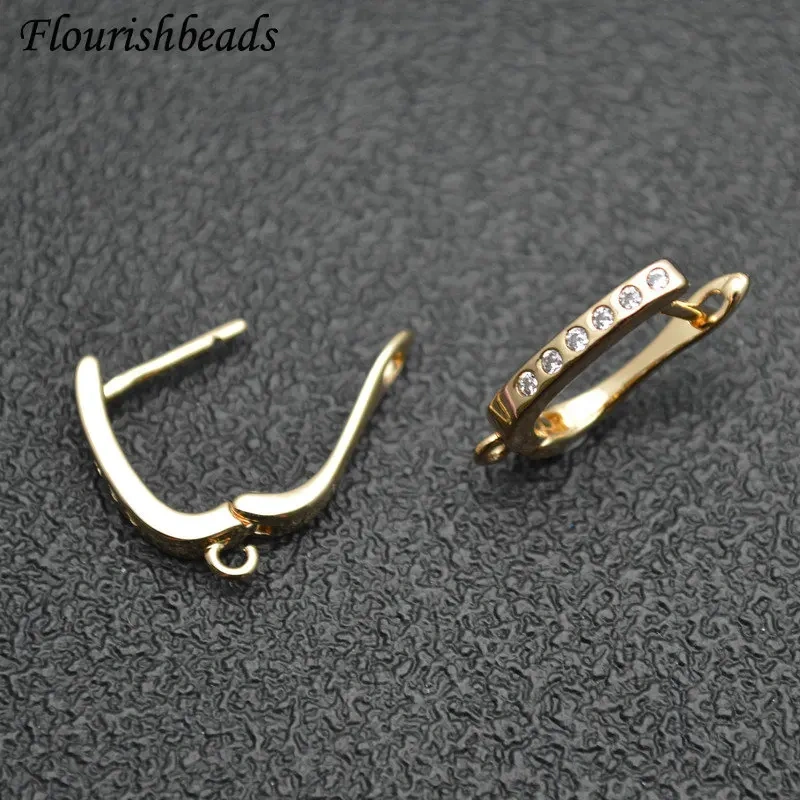 Gold / Silver Color Metal Earrings Hooks Real Gold Plating Ear Wires Connectors DIY Women Jewelry Findings Components 50pc