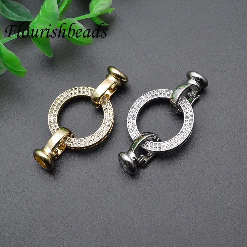 10pcs High Quality Nickel Free Paved CZ Beads Round Charm In Center Necklace Clasps Connector for Jewely Making