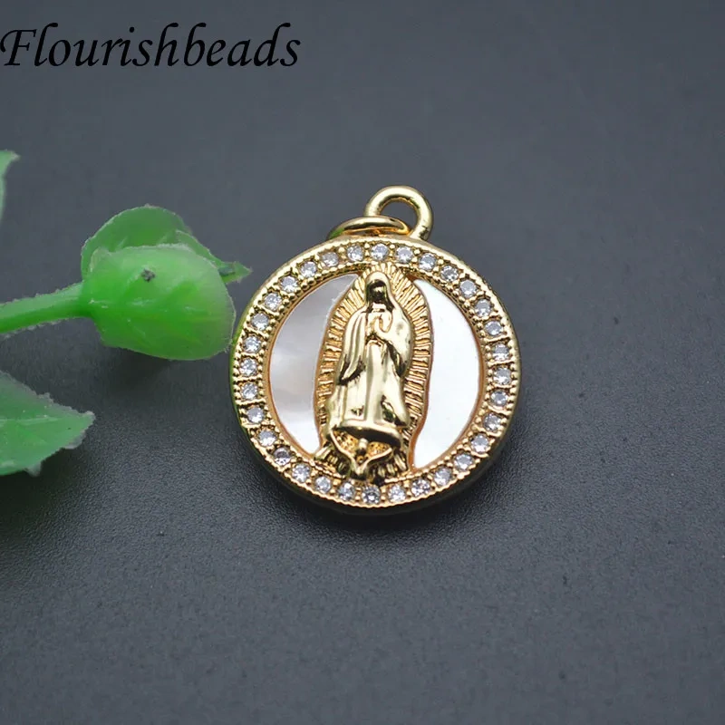 10pcs/lot Vintage Round Virgin Mary Charms Necklaces Pendant for Jewelry Making Christian Accessories