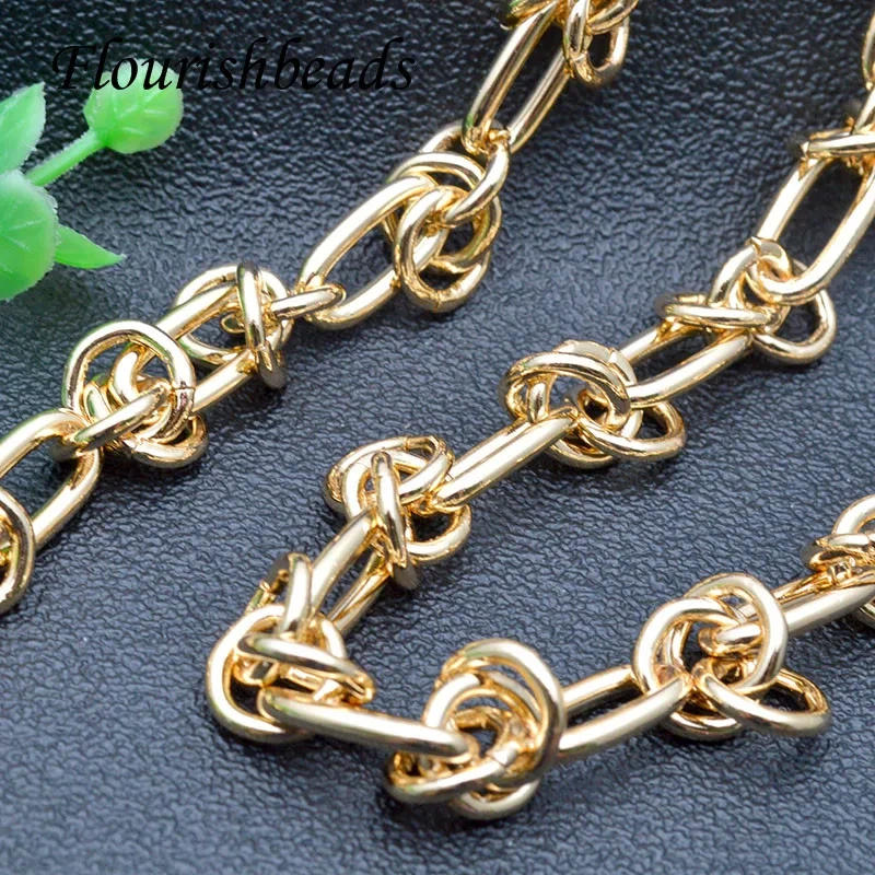 10 Meter Metal Gold Plating Nickel Free Knot Shape Chains 9x18mm for DIY Necklace Bracelet Jewelry Making