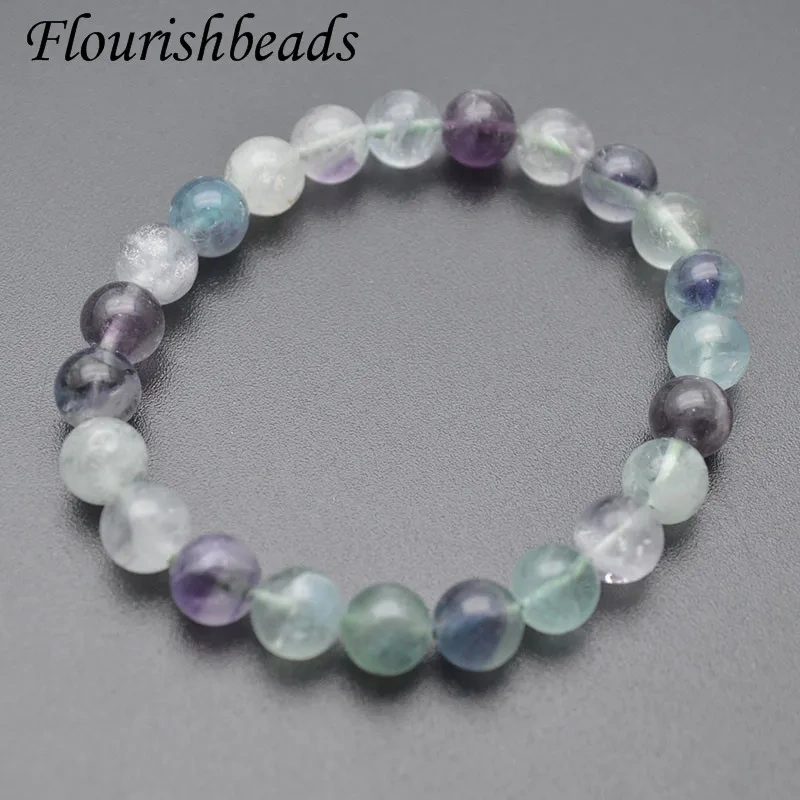 10pcs/Lot Fine Jewelry 8mm Gem Stone Beads Fluorite Bracelet Women Natural Healing Balance Energy Polished Yoga  Bracelets