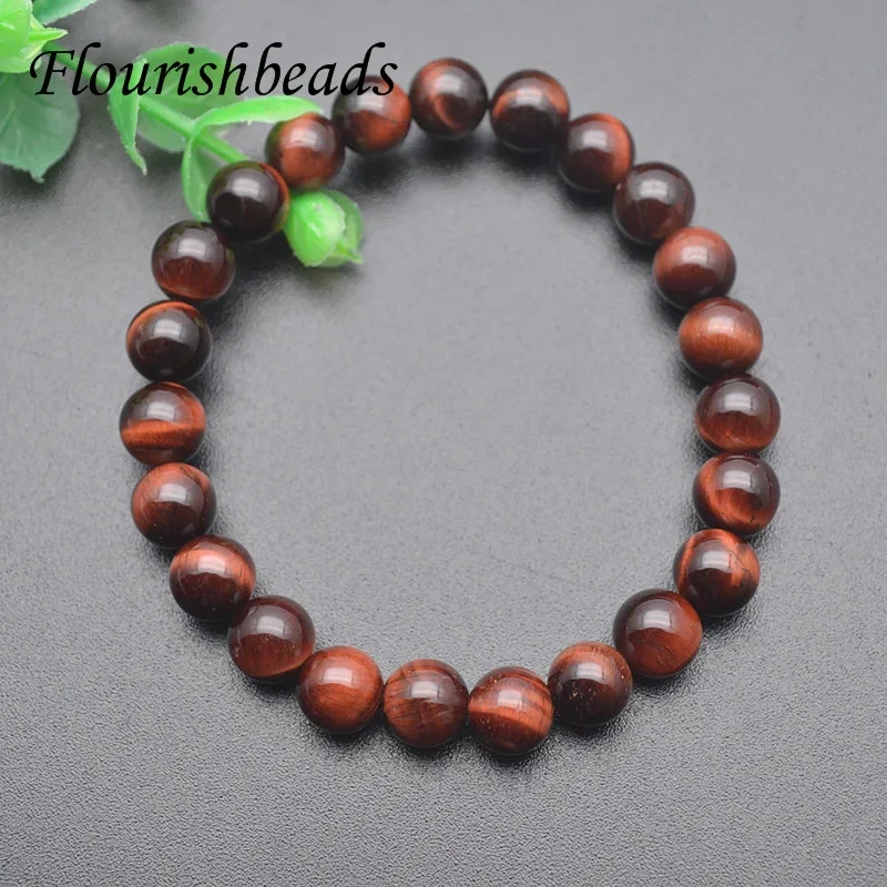 5pcs Natural Red Tiger Eye Stone Bracelet Buddhist Reddish Brown Rosary Men and Women Yoga Jewelry Gift