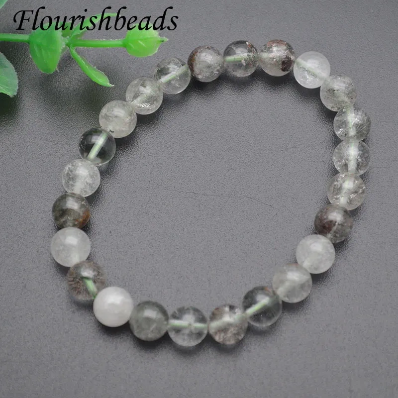 Natural Green Phantom Quartz Stone 8mm Beads Bracelet  Women Round Beads Stretch Crystal Bracelet 5pcs/lot