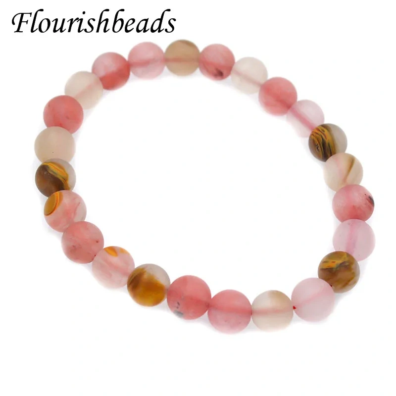 Wholesale 10pcs Round Matte Natural Cherry Quartz Bracelet  for Women Gift Dia 8mm