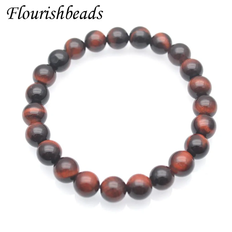 5pcs Natural Red Tiger Eye Stone Bracelet Buddhist Reddish Brown Rosary Men and Women Yoga Jewelry Gift