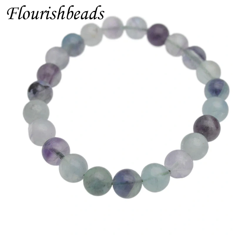 10pcs/Lot Fine Jewelry 8mm Gem Stone Beads Fluorite Bracelet Women Natural Healing Balance Energy Polished Yoga  Bracelets