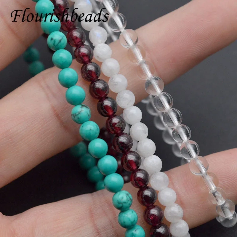 4~4.5mm Beads Handmade Gemstone Bracelet Crystal Labradorite Garnet Moonstone Beads for Jewelry Energy Bracelet Gift