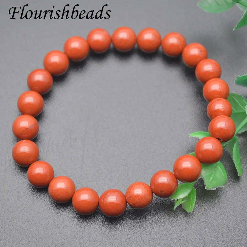 100% Natural Red Stone Jasper Round Round Stones Beads 8mm Bracelets Women Men Healing Jewelry Accessories Gift