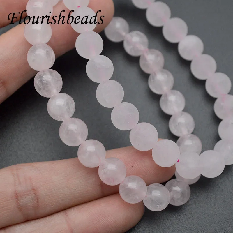 10pcs/lot Natural Smooth Matte Rose Quartz Stone Bracelets Trendy Sweet Natural Beads Pink Crystal Fine Jewelry Handmade Gift