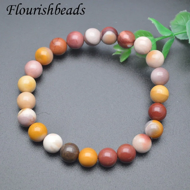 Natural Stone Mookait Jasper Elastic Rope Bracelet Round Beads 8mm for Jewelry Fine Gift 10pcs per lot