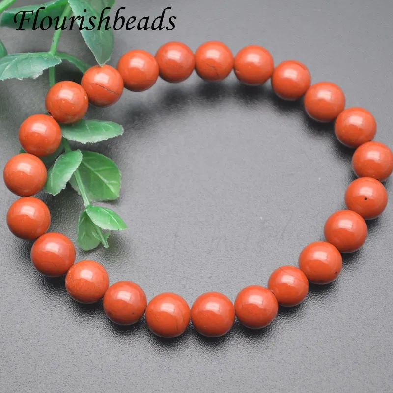 100% Natural Red Stone Jasper Round Round Stones Beads 8mm Bracelets Women Men Healing Jewelry Accessories Gift
