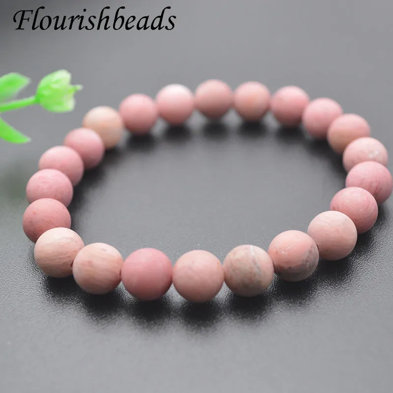 Natural Gem Stone Matte Rhodonite Beads Bracelets for Women Jewelry 10pcs/lot