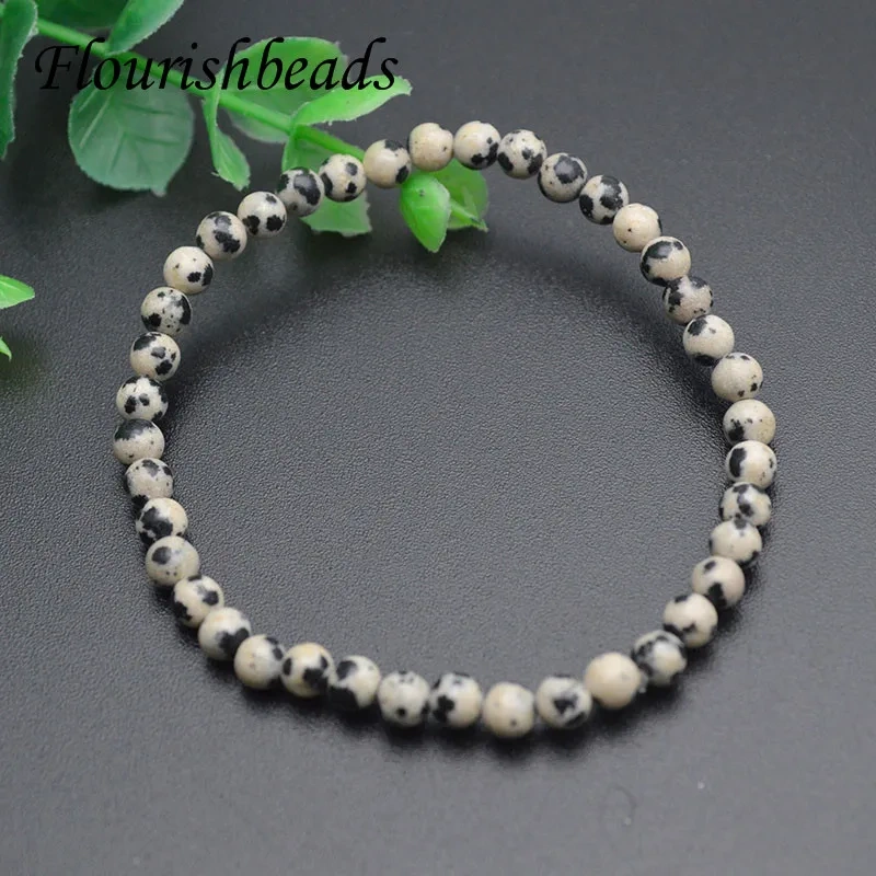 4mm Stone Beads Stretch Bracelet for Women Natural Agates Jaspers Onyx Lapis Lazuli for Jewelry Gift 18cm Length