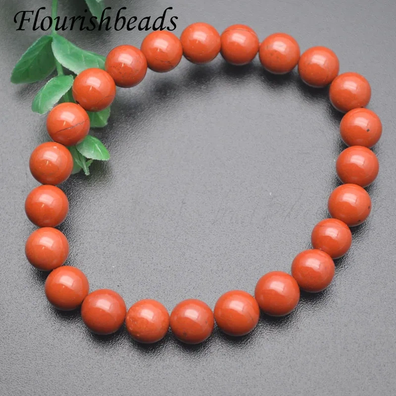 100% Natural Red Stone Jasper Round Round Stones Beads 8mm Bracelets Women Men Healing Jewelry Accessories Gift