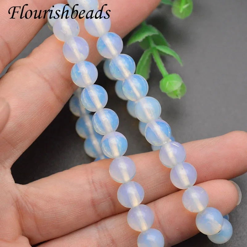10pcs/lot Natural Smooth Opalite Stone Beads Bracelet Men Women Handmade 8 Mm Beads Elastic Rope Bracelet Jewelry Gift