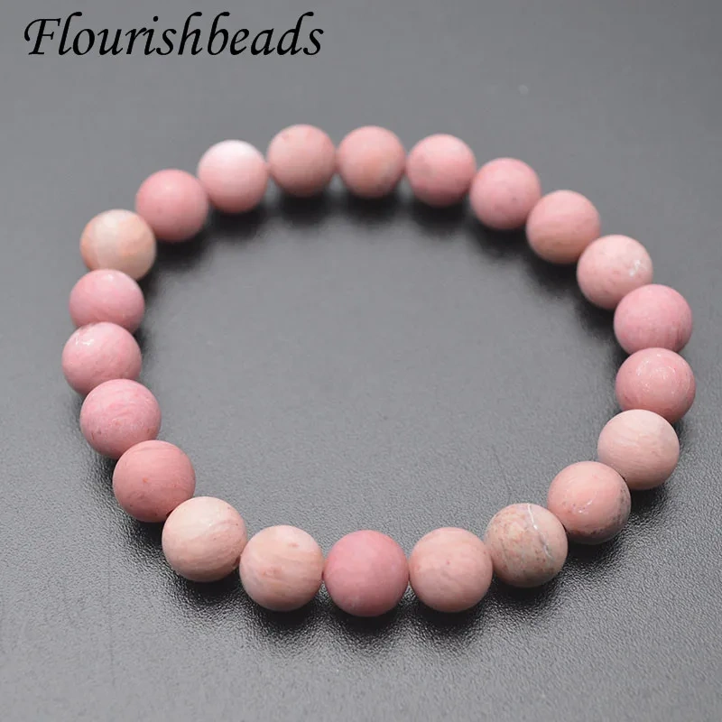 Natural Gem Stone Matte Rhodonite Beads Bracelets for Women Jewelry 10pcs/lot