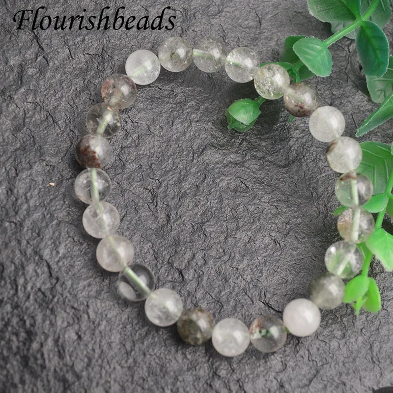 Natural Green Phantom Quartz Stone 8mm Beads Bracelet  Women Round Beads Stretch Crystal Bracelet 5pcs/lot