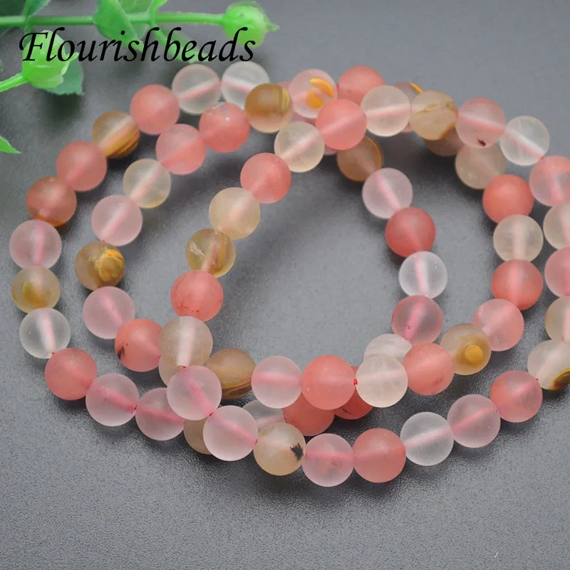 Wholesale 10pcs Round Matte Natural Cherry Quartz Bracelet  for Women Gift Dia 8mm