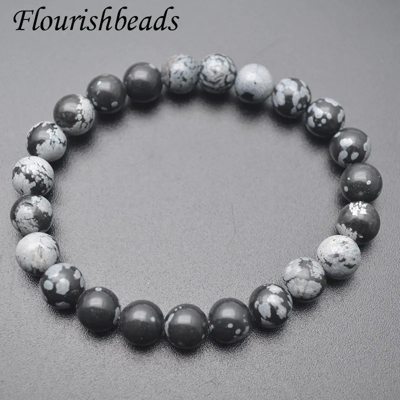 Natural Stone Snow Flake Jaspers Beads 8 Mm Round Beads Bracelet Jewelry Gemstone Gift 10pcs/lot