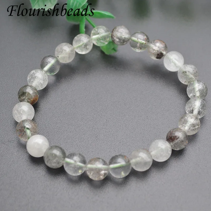 Natural Green Phantom Quartz Stone 8mm Beads Bracelet  Women Round Beads Stretch Crystal Bracelet 5pcs/lot