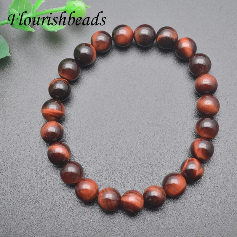 5pcs Natural Red Tiger Eye Stone Bracelet Buddhist Reddish Brown Rosary Men and Women Yoga Jewelry Gift