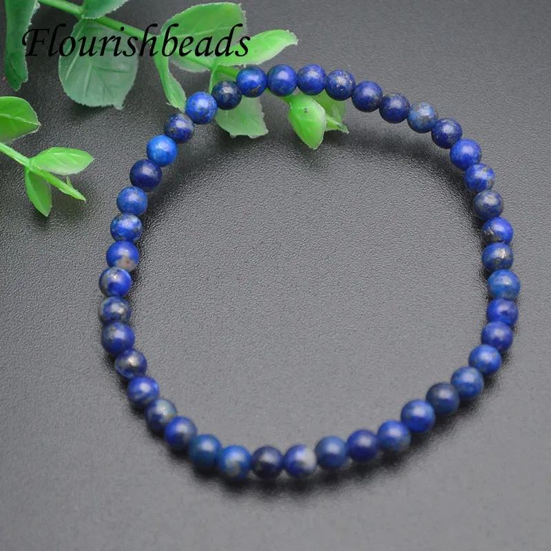 4mm Stone Beads Stretch Bracelet for Women Natural Agates Jaspers Onyx Lapis Lazuli for Jewelry Gift 18cm Length