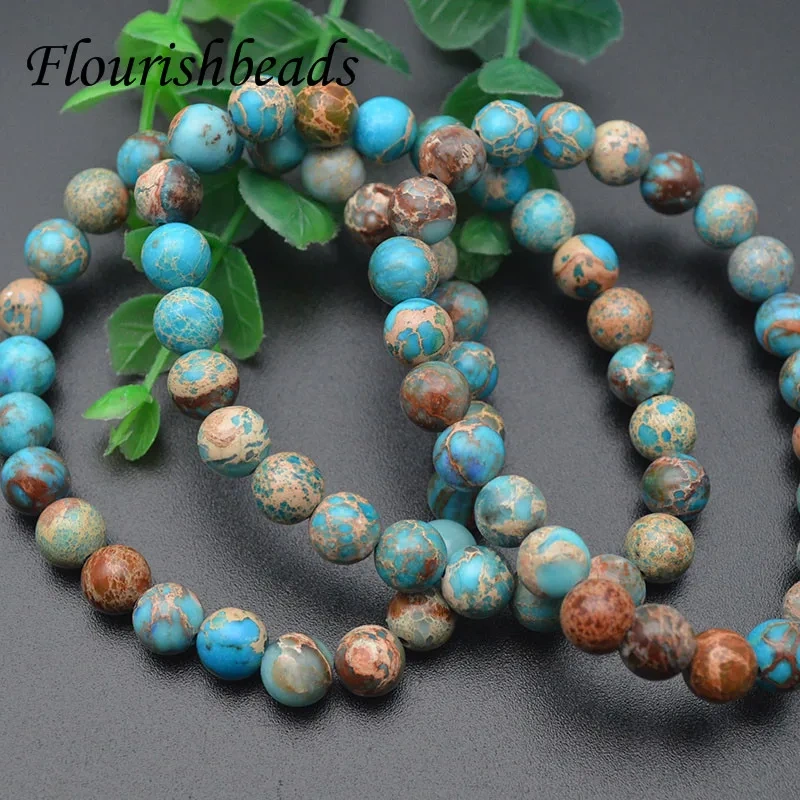 5 Strands Classic 8mm Natural Stone Beads Bracelet 7.5“ Turquoise Impression Jasper Handmade Bracelet Charm Women Jewelry Gift