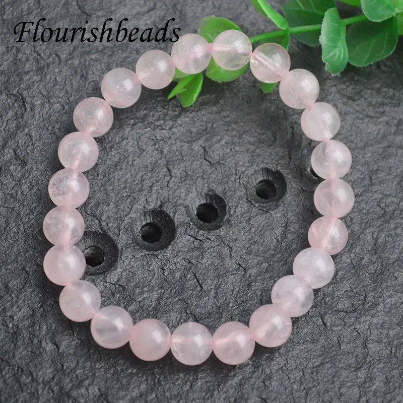 10pcs/lot Natural Smooth Matte Rose Quartz Stone Bracelets Trendy Sweet Natural Beads Pink Crystal Fine Jewelry Handmade Gift