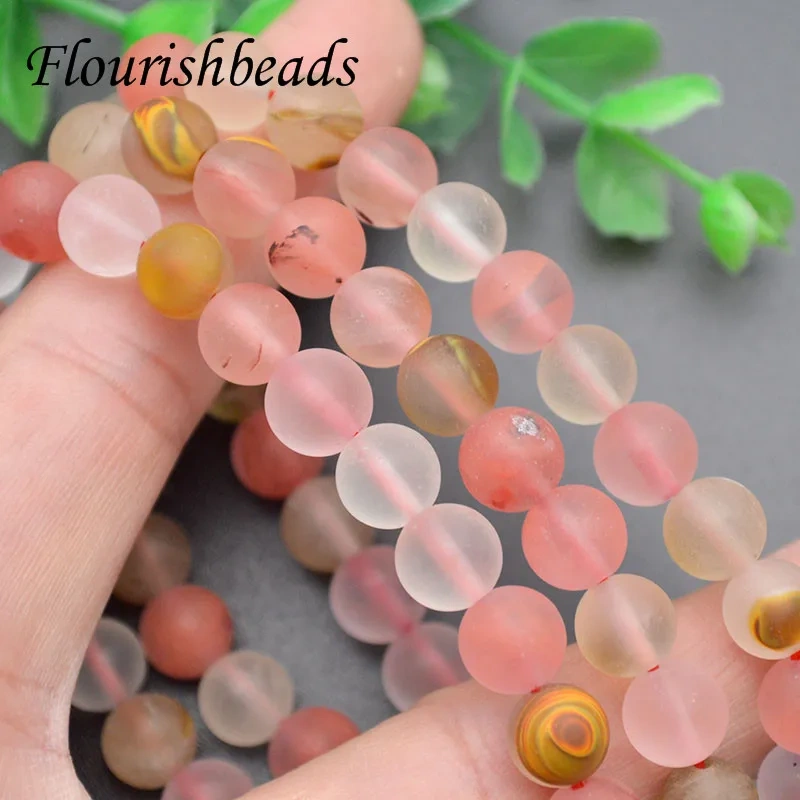 Wholesale 10pcs Round Matte Natural Cherry Quartz Bracelet  for Women Gift Dia 8mm