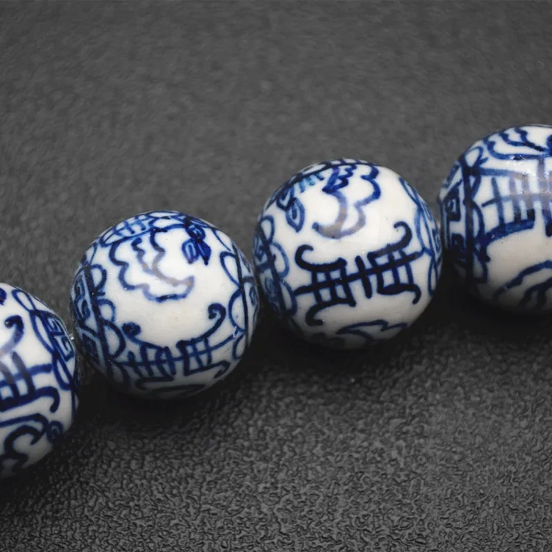 26mm Big Size Various Patterns Blue and White Porcelain Round Loose Beads DIY Materials for Bracelet Necklace Jewelry 5strands