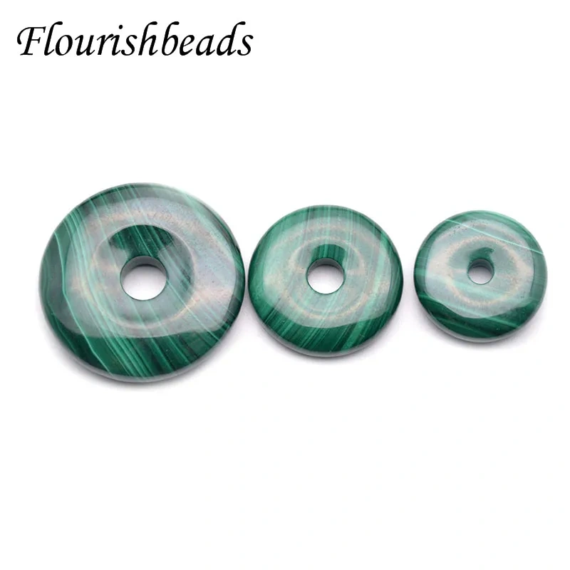 Popular Natural Malachite Gemstone Round Donut Shape Pendants Necklace Materials Classic Jewelry Party Gift DIY Stuff 20~35mm