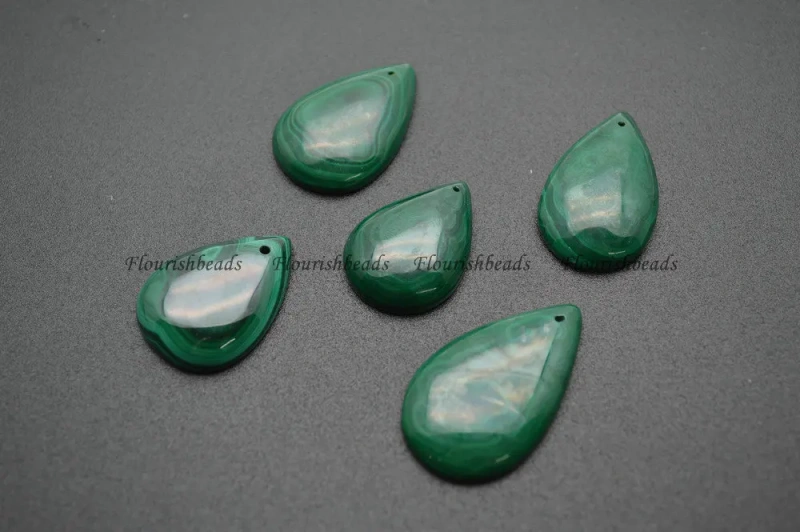 Natural Malachite Flat drop pear shape stone pendant fit necklace making 5pc per lot