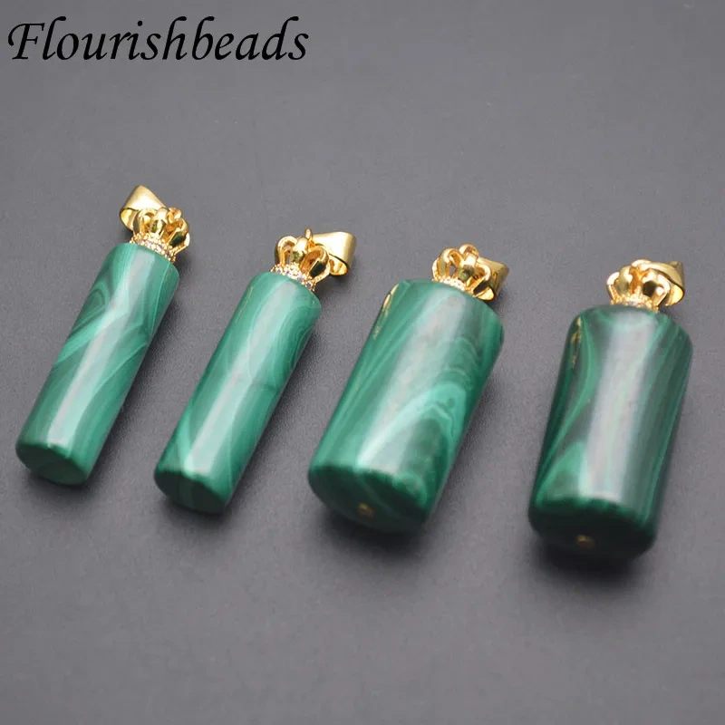 Natural Malachite Cylinder Pendant DIY Fashion Necklace Jewelry Accessories Men Women Luck Gifts