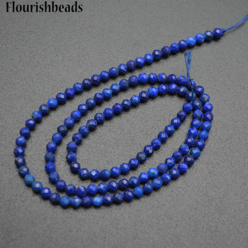 3mm Diamond Cutting Faceted Natural Lapis Lazuli Small Size Stone Round Loose Beads