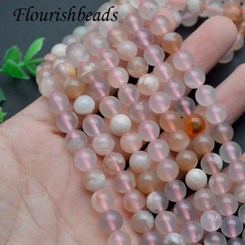 Wholesale 6mm 8mm High Quality Cherry Blossom Agate Round Loose Beads  for DIY Bracelet Jewelry Making 2 Strands/lot