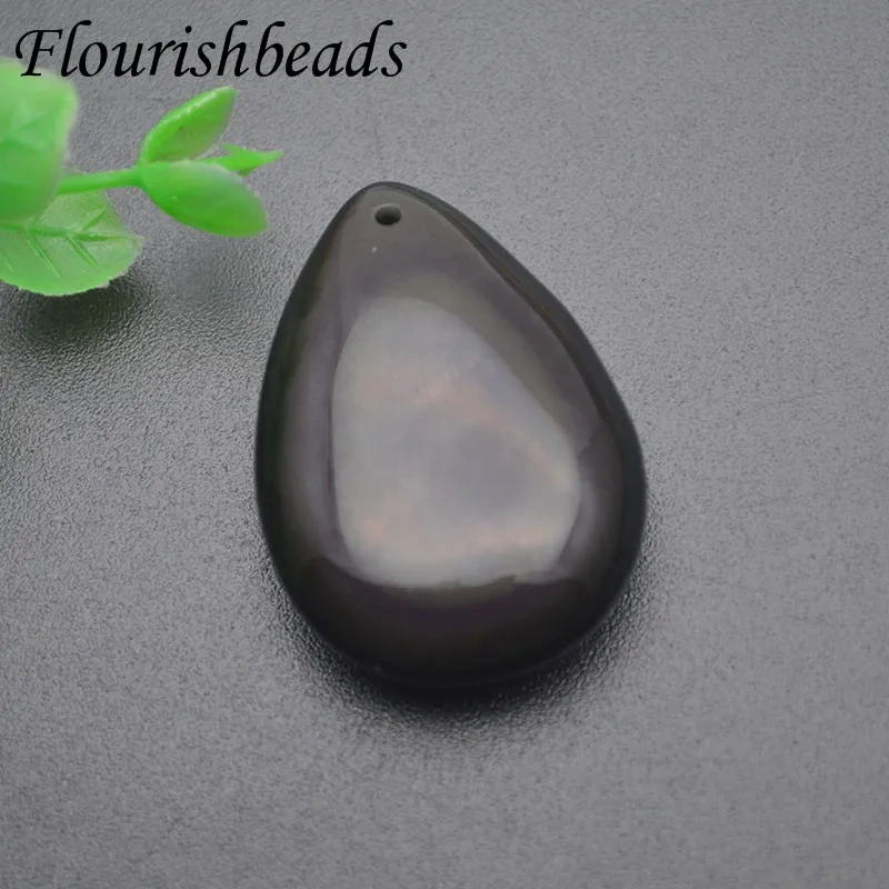 Healing Natural Black Obsidian Drop Shaped Pendant Men and Women Crystal Necklace Pendant Bare Stone Jewelry Souvenirs