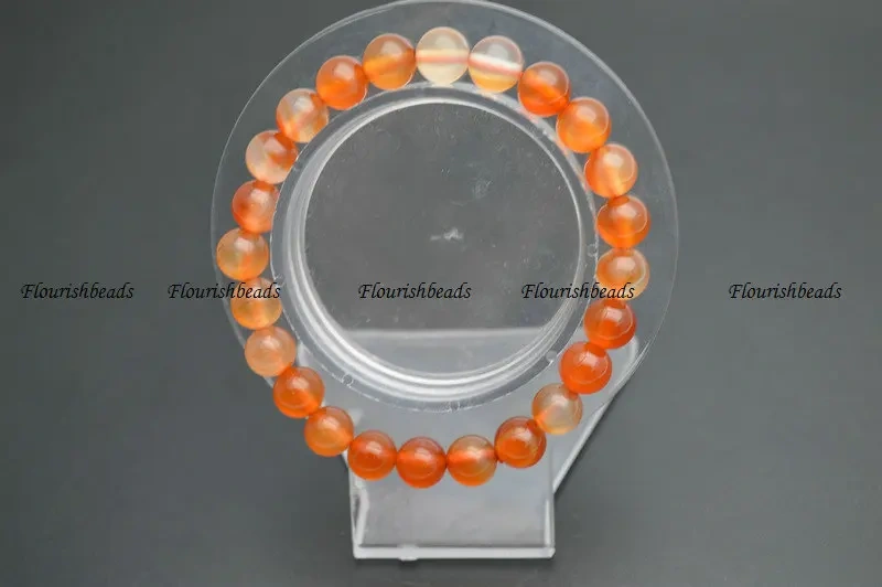 8mm Natural Red Carnelian Agate Stone Round Beads Elastic Line Beaded Bracelets Woman Jewelry