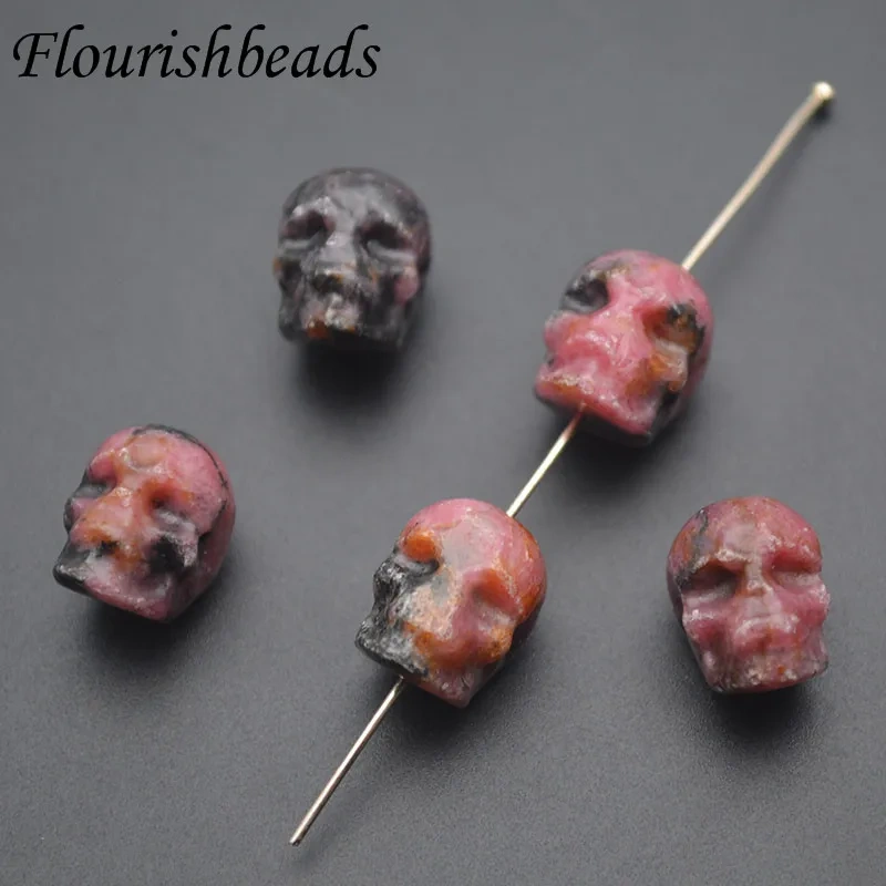 11x15mm Natural Crystal Gemstone Skull Head Stone Loose Beads Halloween Crafts DIY Pendant Necklace Jewelry Making