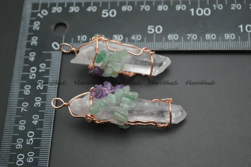 Natural Crystal Mix Stone Chips Beads Wire Wrapped Life Tree Stone Pendants Fit Fashion Jewelry Making