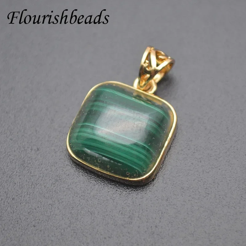 1pc Natura Green Malachite Square Pendant for Women Man DIY Reiki Fine Jewelry Necklace'