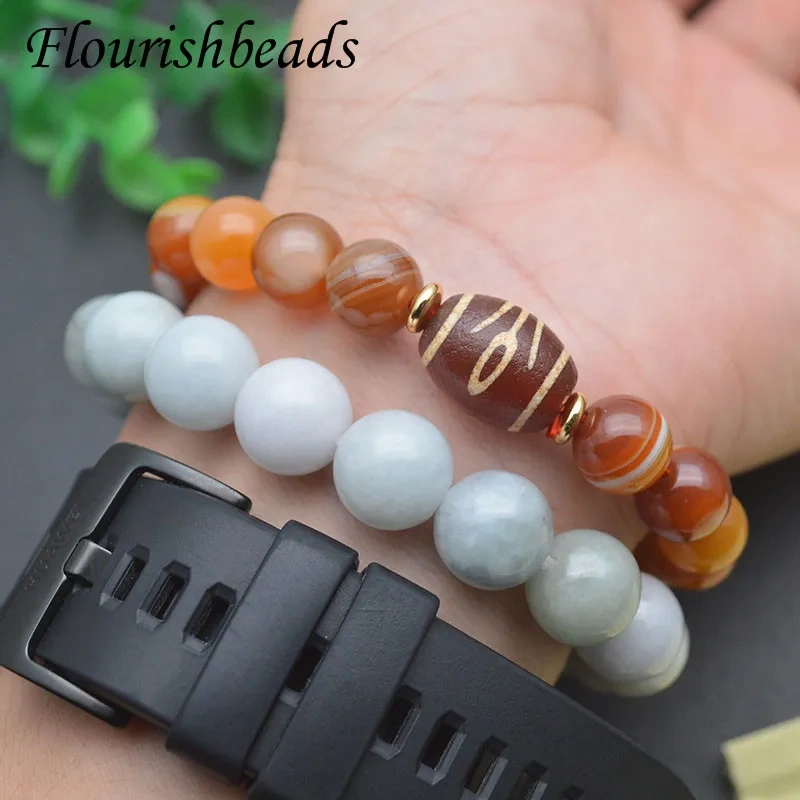 10mm Round Beads Natural Onyx Agate Beads Tibetan DZI Stretch Bracelet Healing Stone Friendship Jewelry Gift