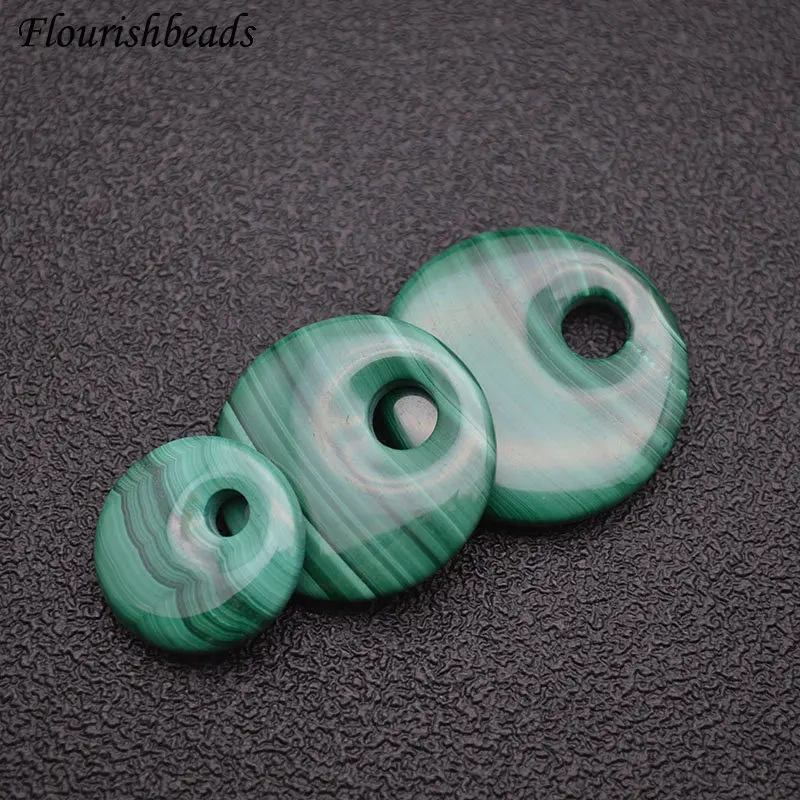 Various Size Natural Malachite Gemstone Round Donut Shape Pendants Necklace Materials Classic Jewelry Party Gift DIY Stuff