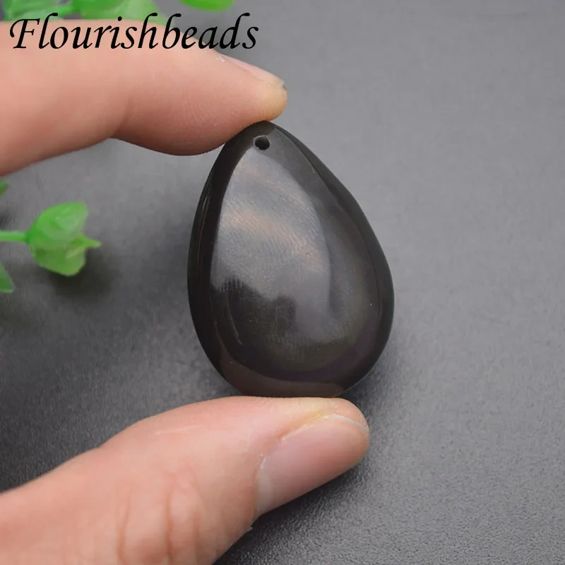 Healing Natural Black Obsidian Drop Shaped Pendant Men and Women Crystal Necklace Pendant Bare Stone Jewelry Souvenirs