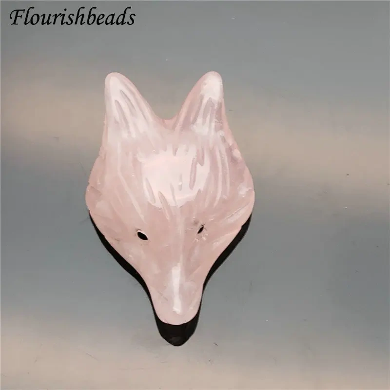 Cute Natural Rose Quartz Stone Carved Fox Pendant Fit Necklace Making Increase Luck with The Opposite Sex Jewelry