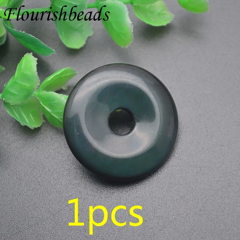 30mm Natural Stone Crystal Quartz Indian Agate Donut Charms Pendant for Diy Jewelry Making Necklace Earrings 5pcs