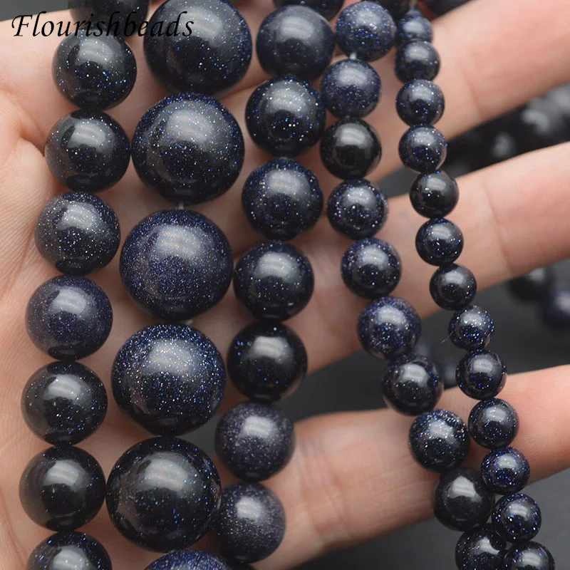Wholesale Price High Quality Natural Blue Sandstone Round Loose Beads 4-14mm Pick Size for DIY Jewelry Making