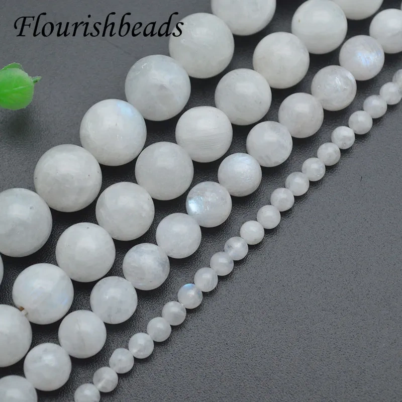 4/6/8/10/12mm Natural Rainbow Moonstone Smooth Round Beads DIY Necklace Bracelet for Quality Jewelry Making 2 strand/lot