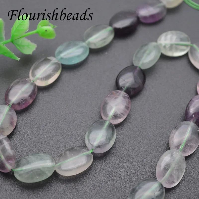 12x16mm Natural Fluorite Flat Oval Shape Loose Space Beads for Jewelry Making DIY Charm Bracelets Necklace 5 Strands/lot