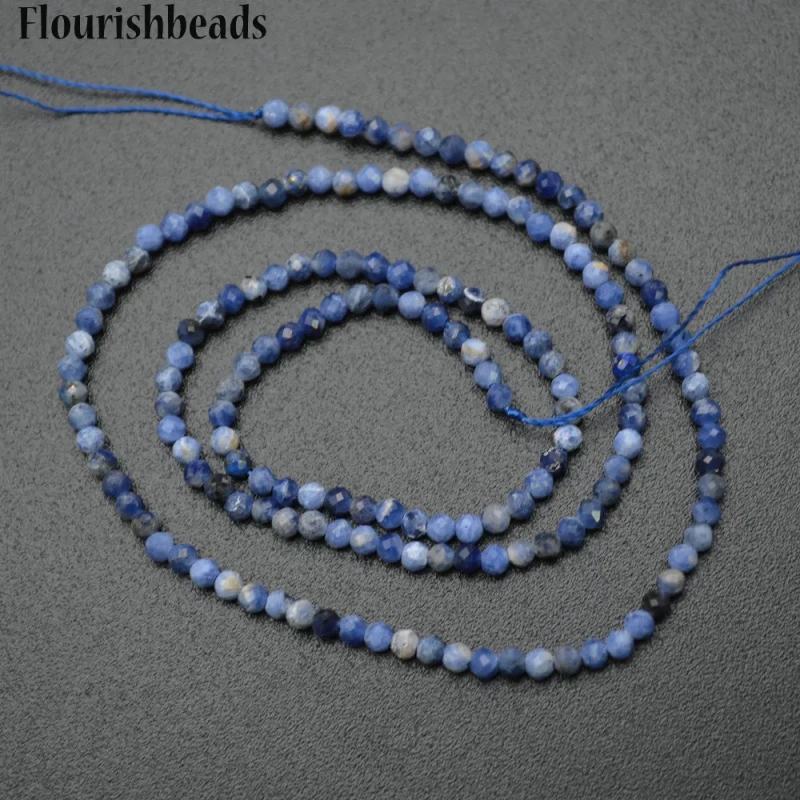 3mm Diamond Cutting Natural Sodalite Faceted Stone Round Loose Beads