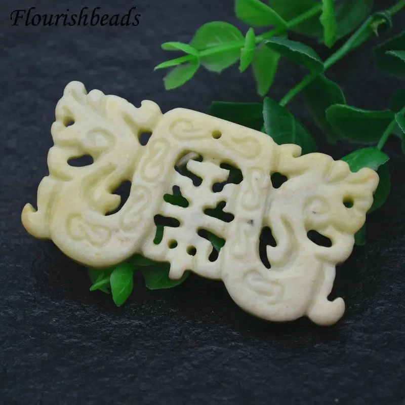 Various Shape Natural Antique Hsiuyen Jade Carved Antique Chinese Dragon Double Fish Chinese Knot  Lucky Wealth Pendant